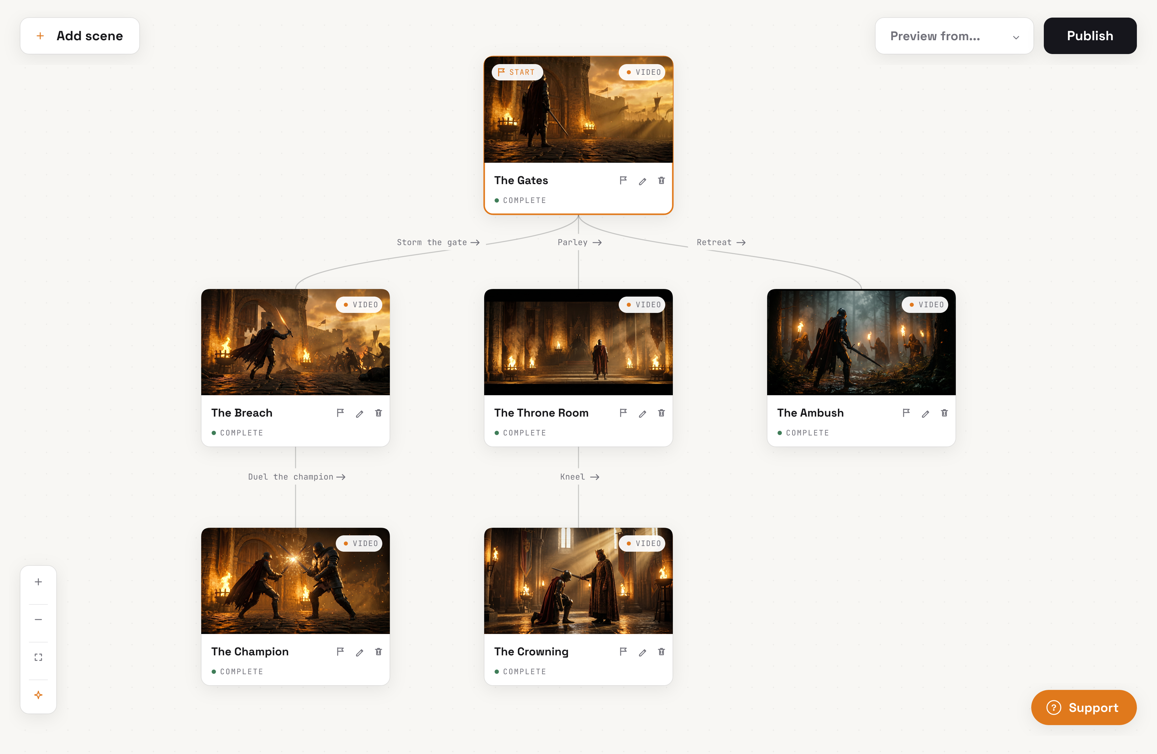 Cutscene — Interactive branching video scenarios